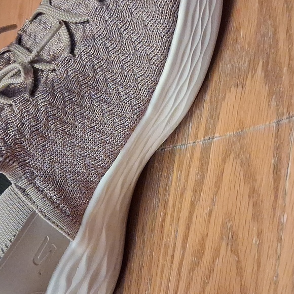 You By Skechers Women's Knit Lace-Up Slip-On Sneakers in Sparkly Taupe and White - Picture 3 of 16